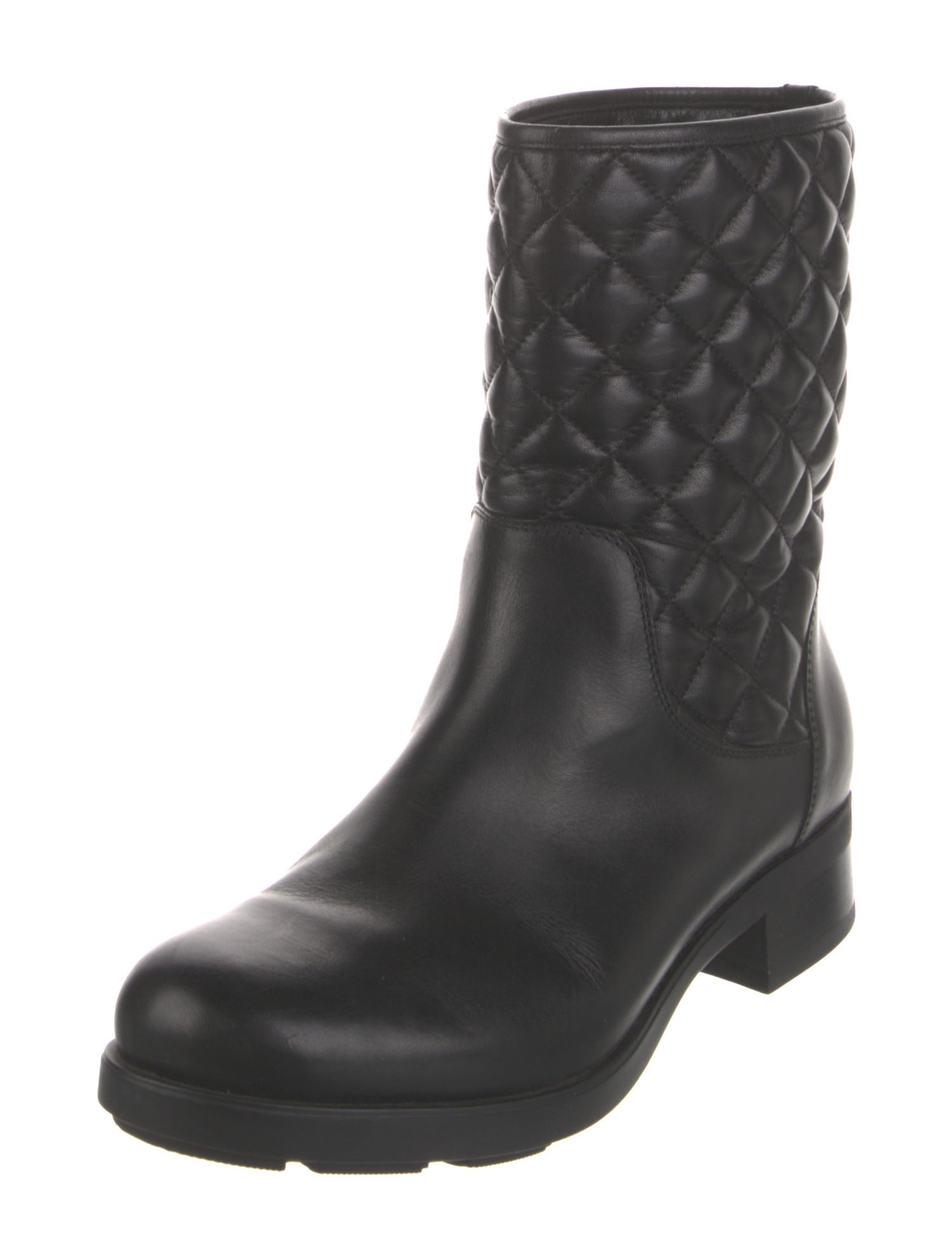 Moncler Quilted Pattern Leather Boots