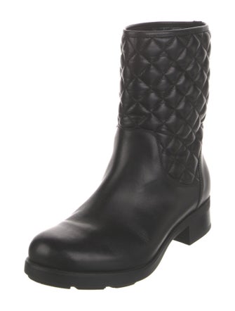 Moncler Quilted Pattern Leather Boots