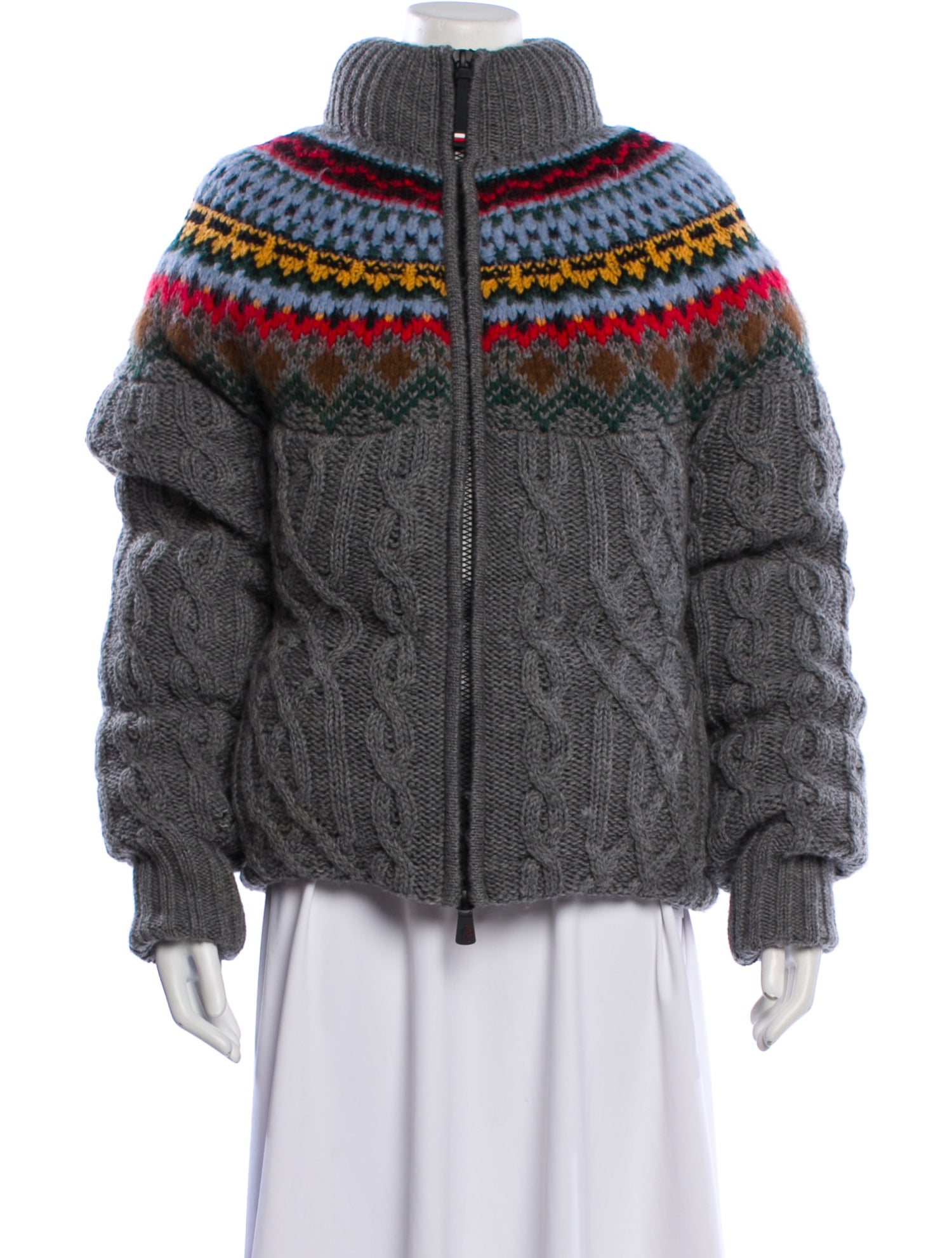 Moncler Grenoble Virgin Wool Striped Faux Fur Jacket