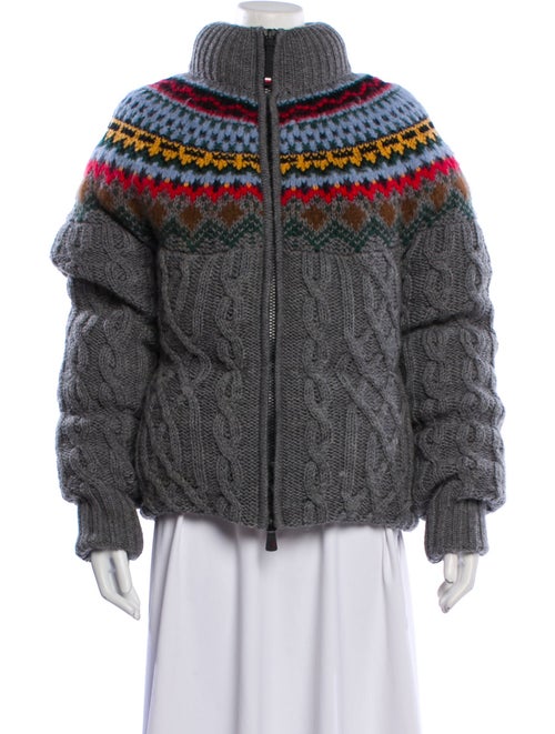 Moncler Grenoble Virgin Wool Striped Faux Fur Jacket