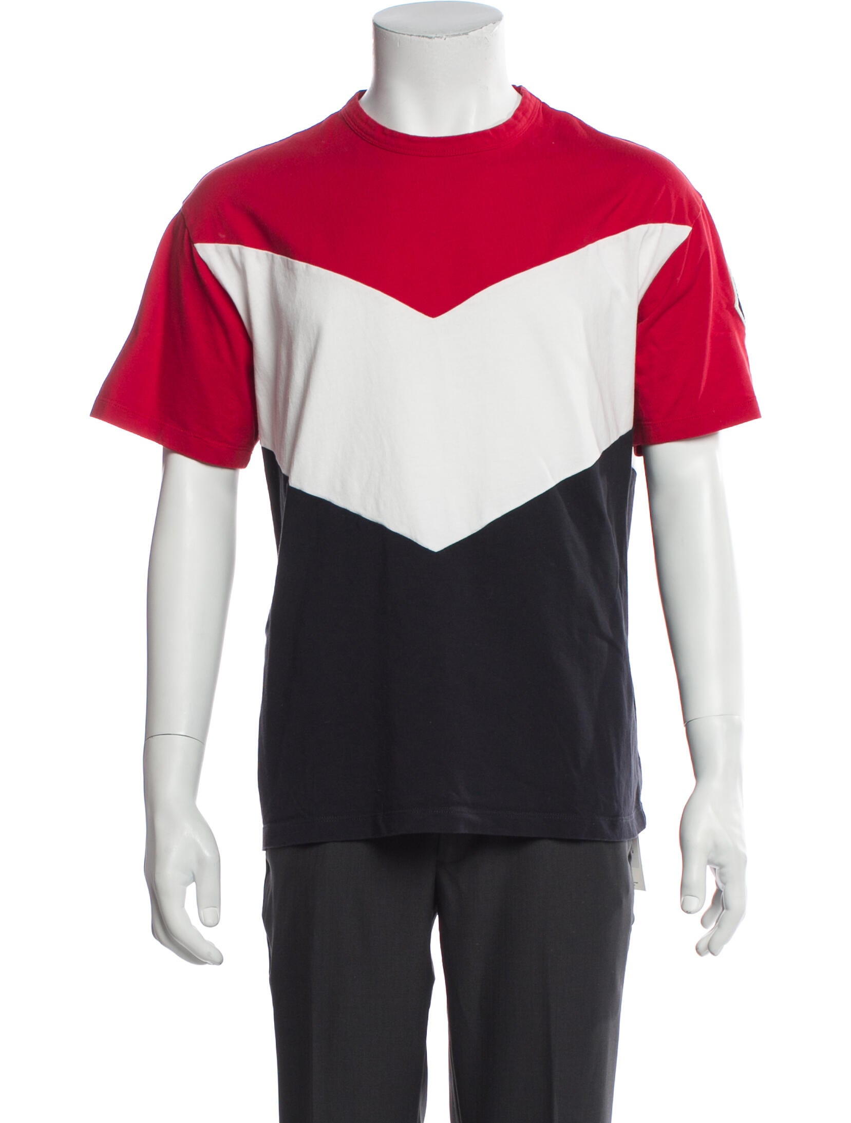 Moncler Colorblock Pattern Mock Neck T-Shirt