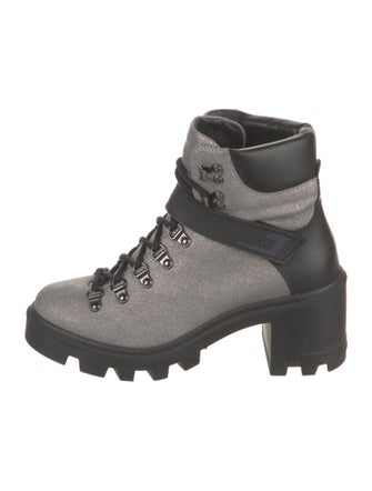 Moncler Glitter Colorblock Pattern Combat Boots
