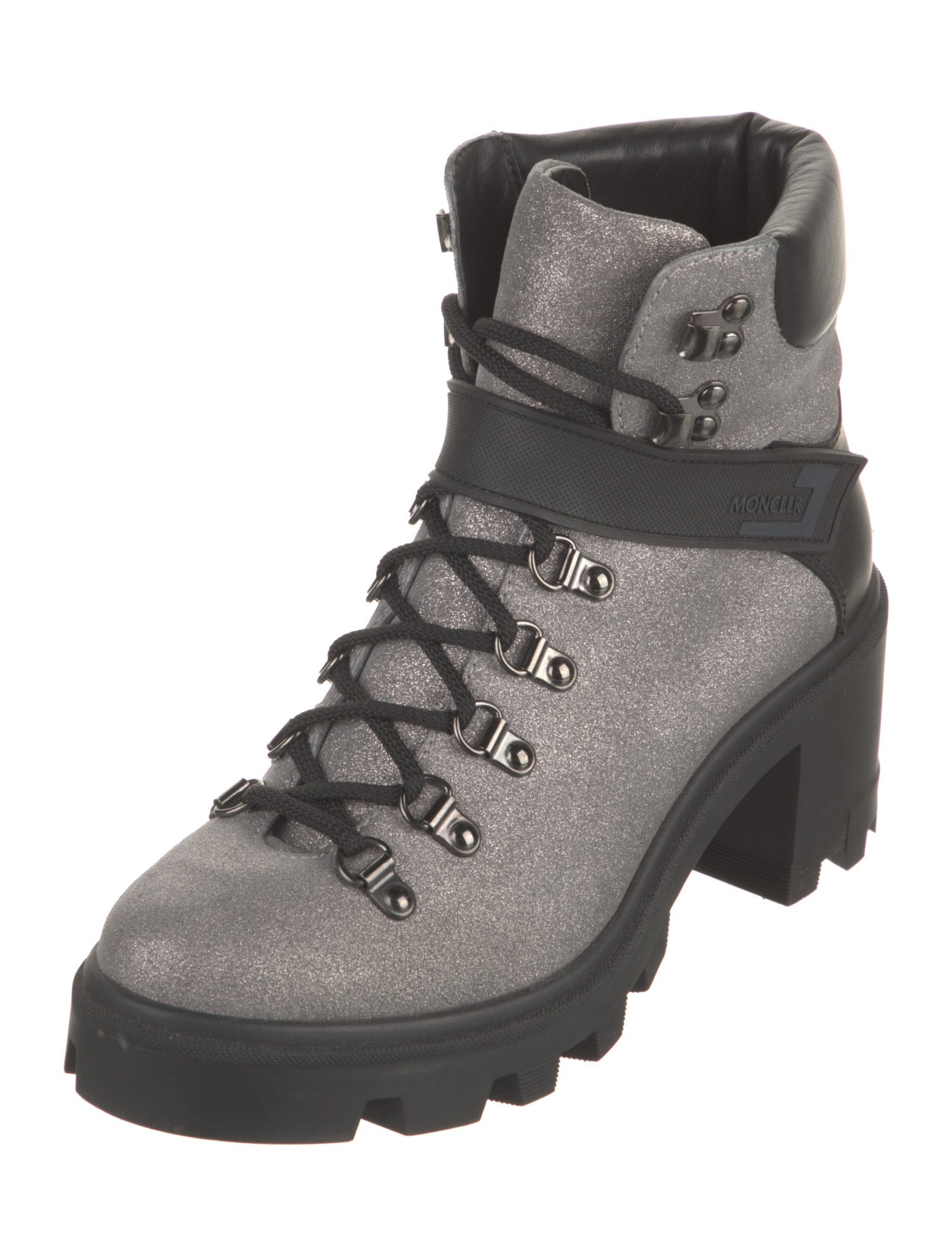 Moncler Glitter Colorblock Pattern Combat Boots