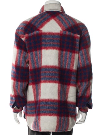 Moncler Grenoble Wool Plaid Print Peacoat