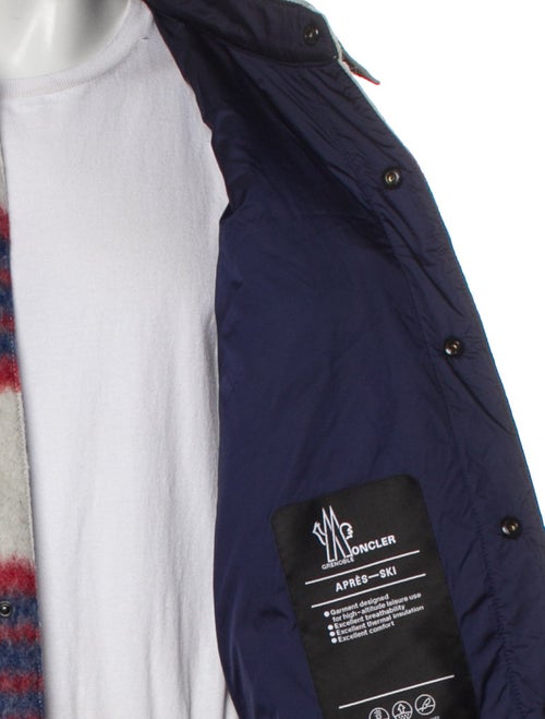 Moncler Grenoble Wool Plaid Print Peacoat