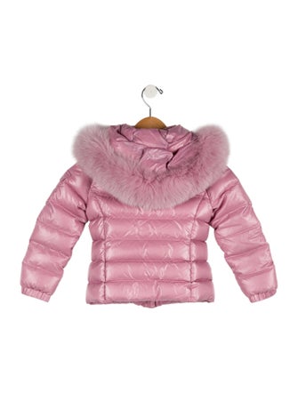 Moncler Girls Fur Trimmed Down Jacket