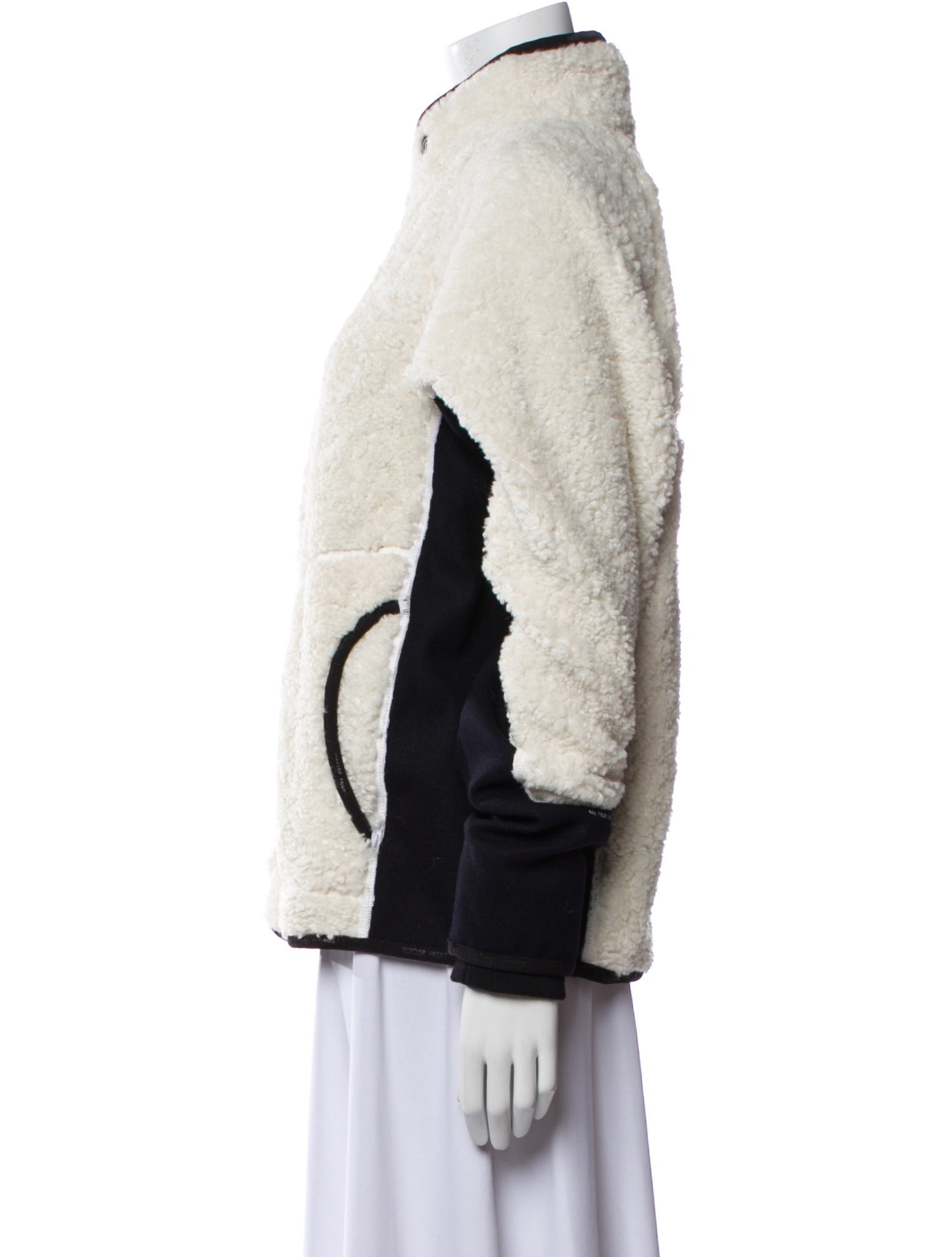 Moncler Wool Colorblock Pattern Faux Fur Coat w/ Tags