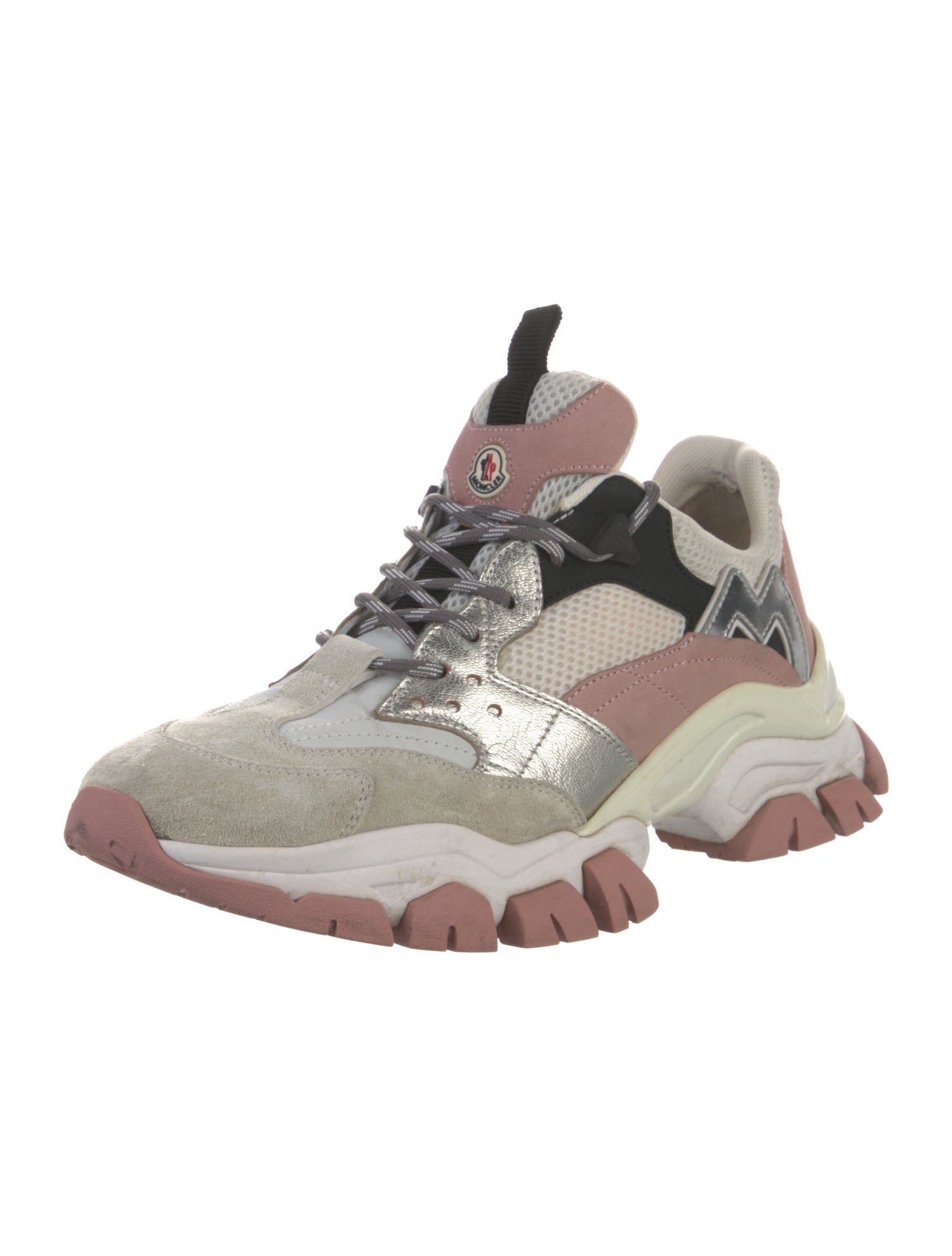 Moncler Leather Colorblock Pattern Chunky Sneakers