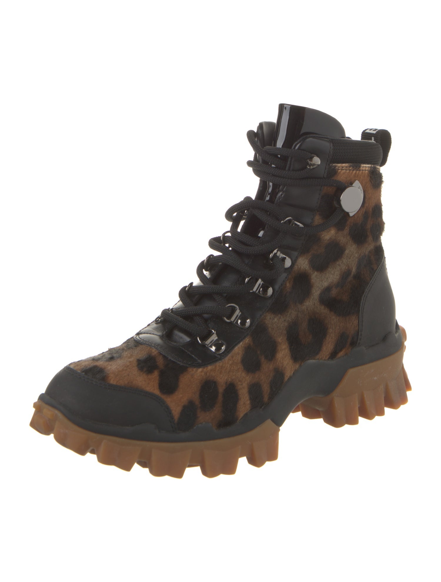 Moncler Ponyhair Animal Print Combat Boots