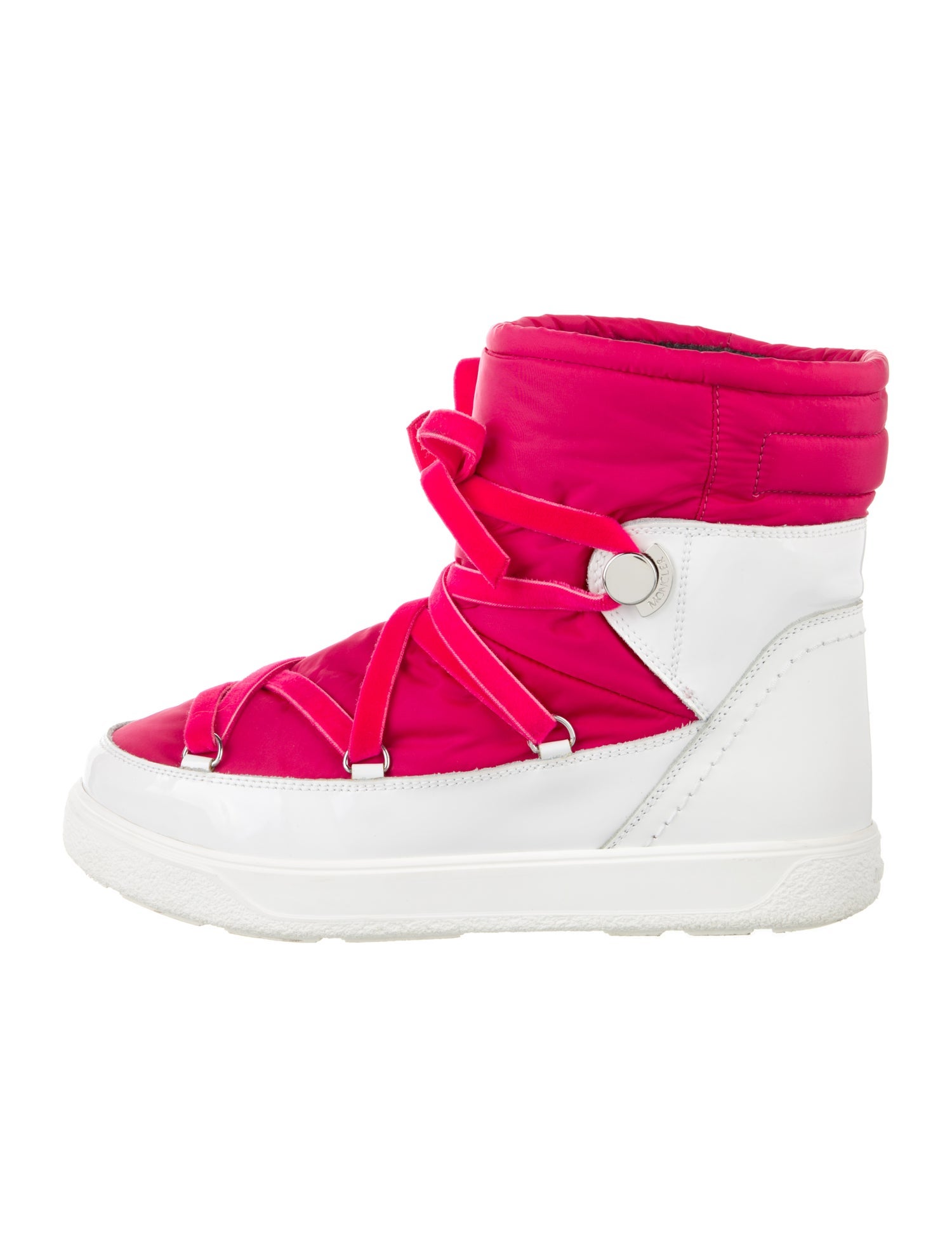 Moncler Nylon Colorblock Pattern Lace-Up Boots