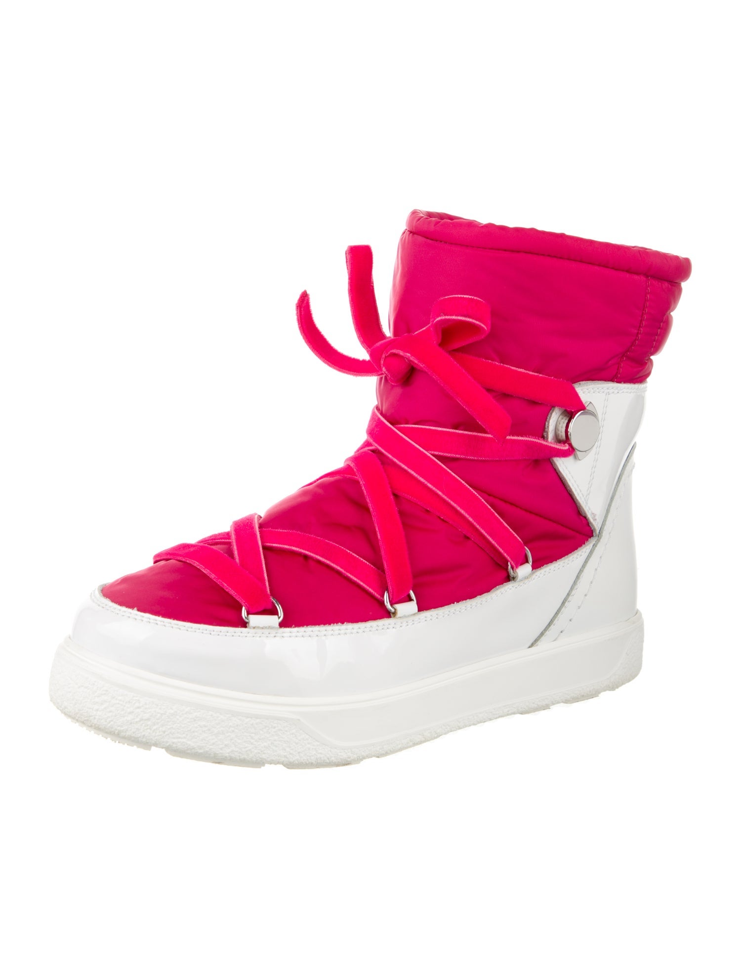 Moncler Nylon Colorblock Pattern Lace-Up Boots