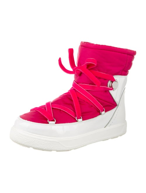 Moncler Nylon Colorblock Pattern Lace-Up Boots