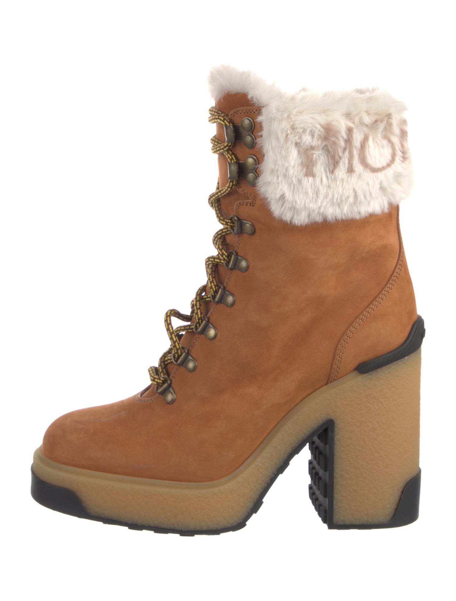 Moncler Suede Patterned Lace-Up Boots