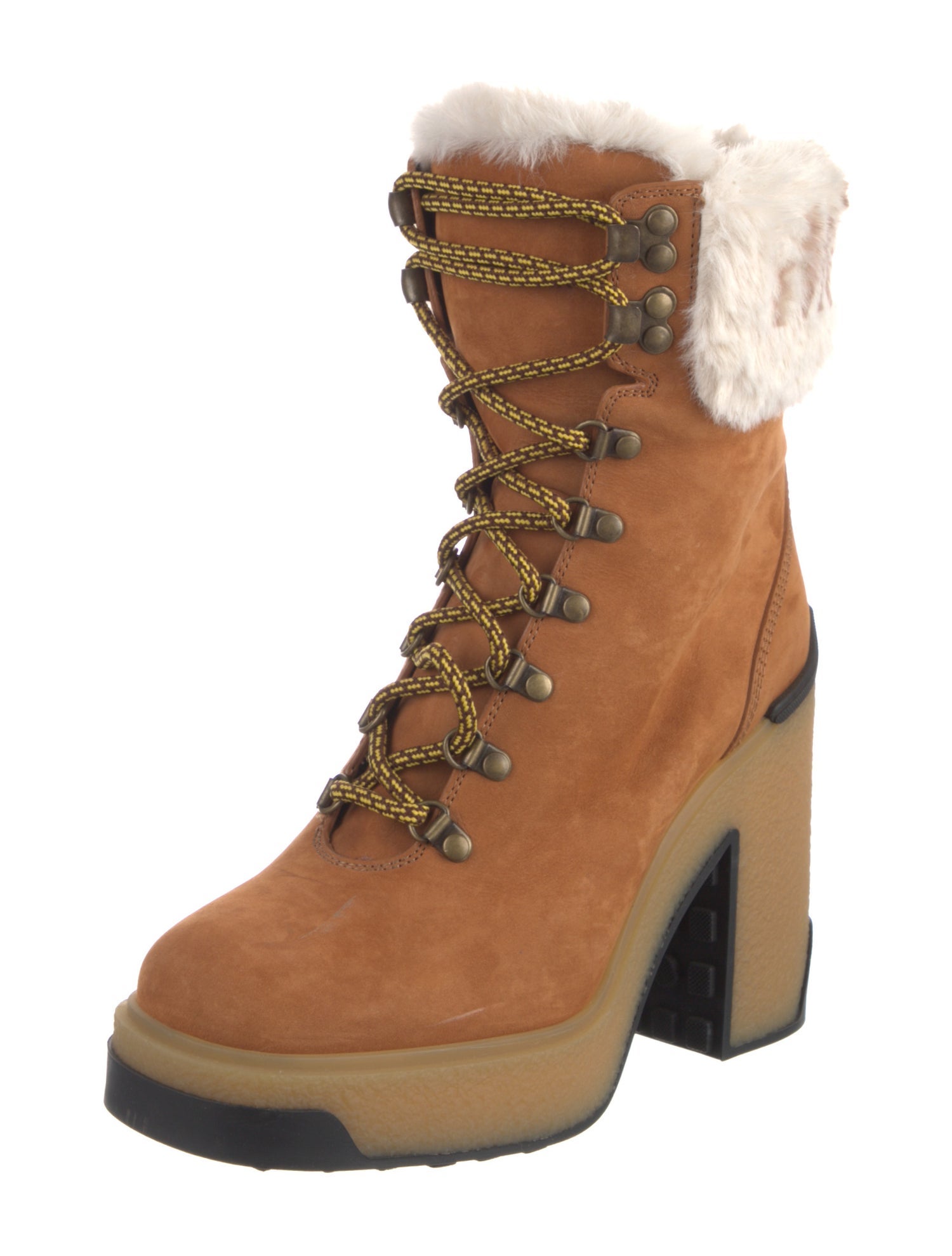 Moncler Suede Patterned Lace-Up Boots