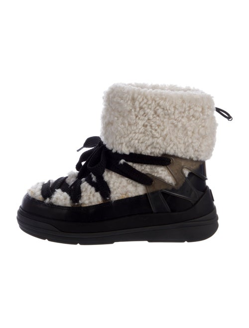 Moncler Shearling Colorblock Pattern Lace-Up Boots