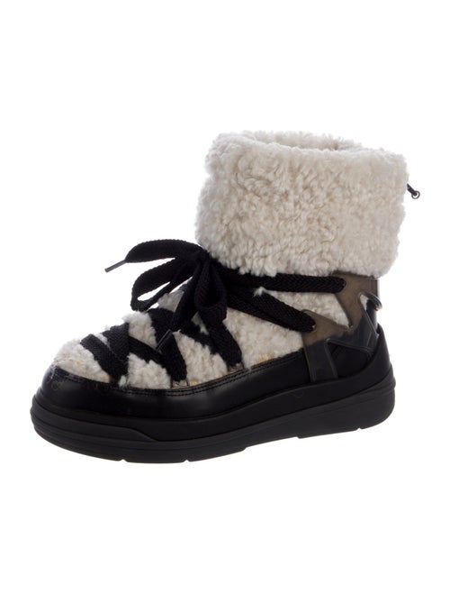 Moncler Shearling Colorblock Pattern Lace-Up Boots