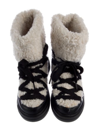 Moncler Shearling Colorblock Pattern Lace-Up Boots