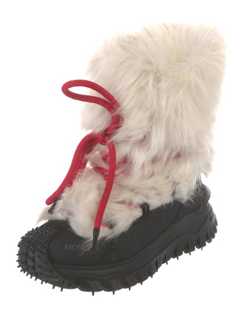 Moncler Fur Colorblock Pattern Combat Boots