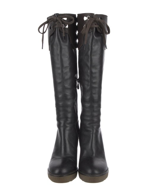 Moncler Leather Lace-Up Boots