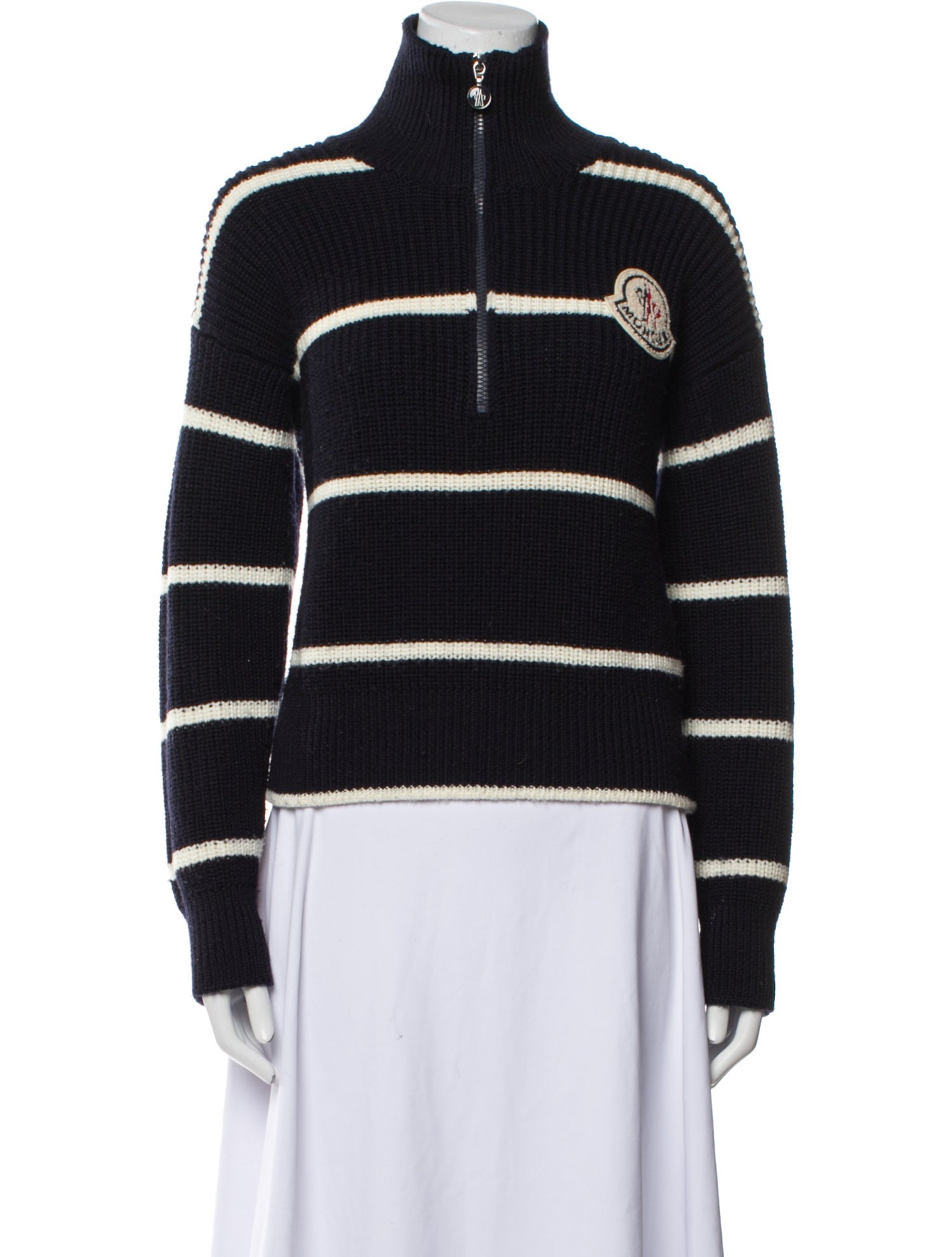 Moncler Striped Mock Neck Sweater