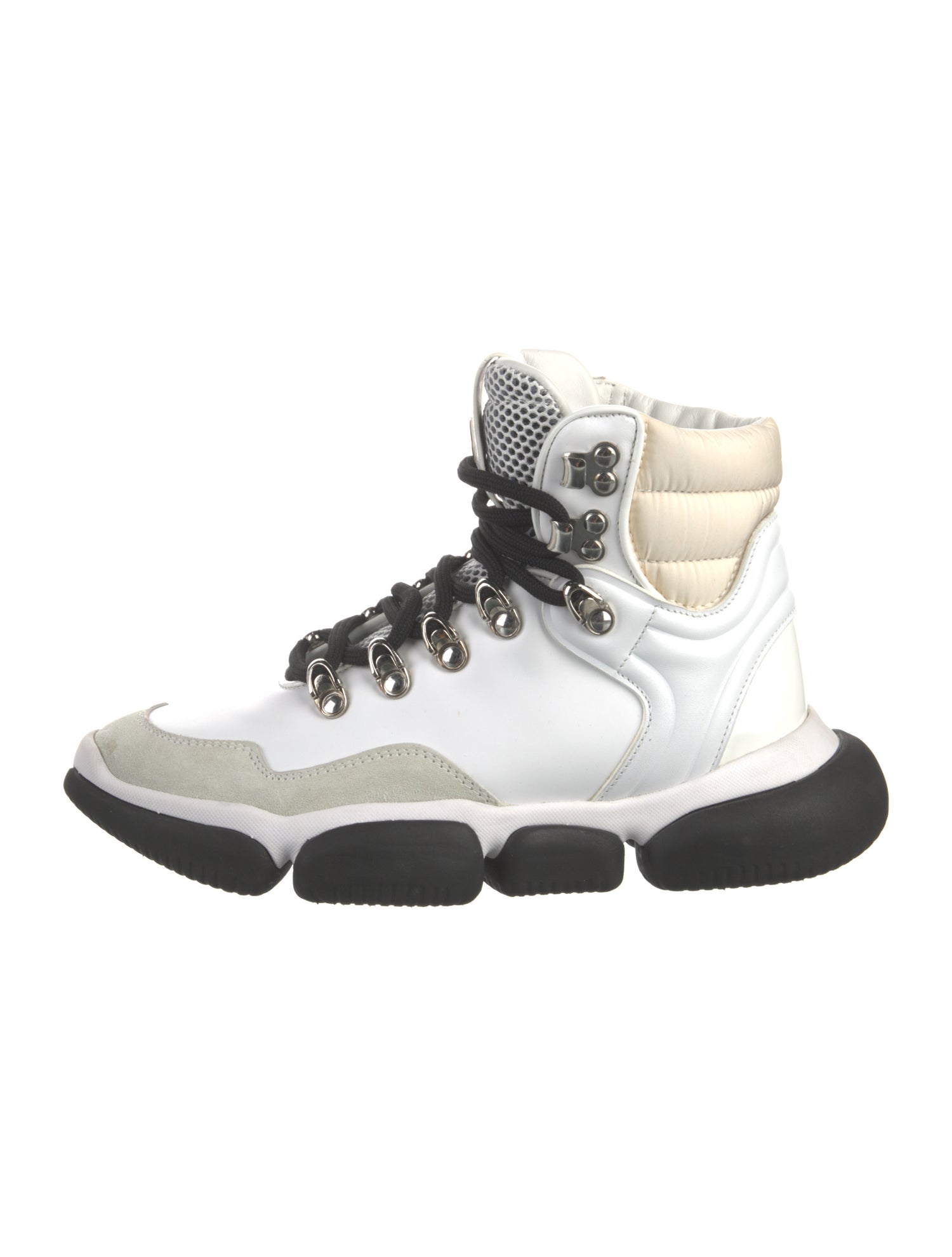 Moncler Leather Colorblock Pattern Lace-Up Boots