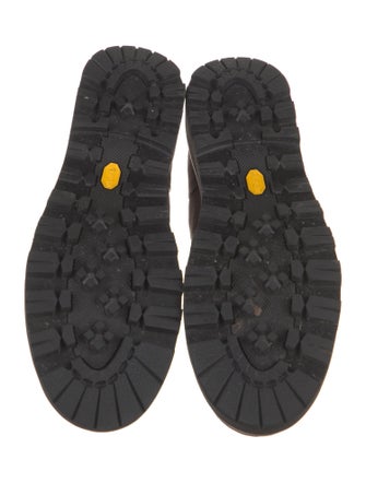 Moncler Suede Embroidered Accent Lace-Up Boots