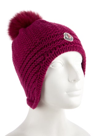 Moncler Knitted Beanie w/Pom Pom Embellishment