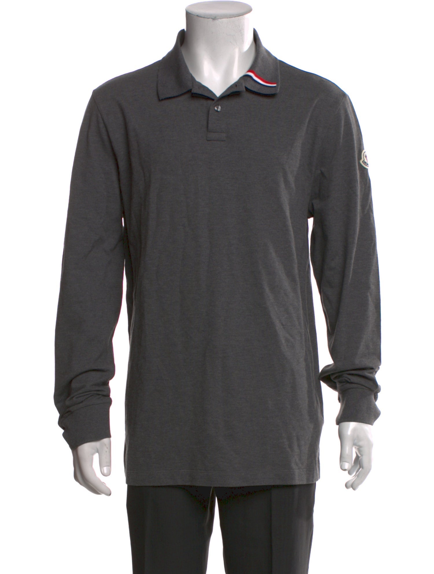Moncler V-Neck Long Sleeve Polo Shirt
