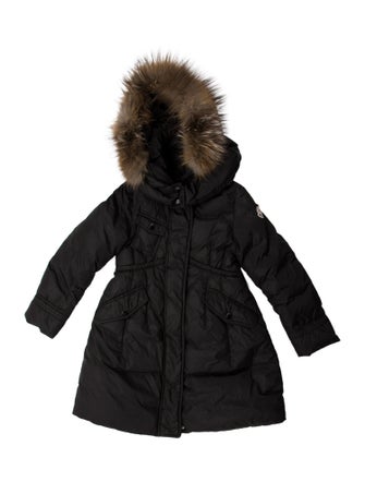Moncler Kids Fur Trimmed Down Coat