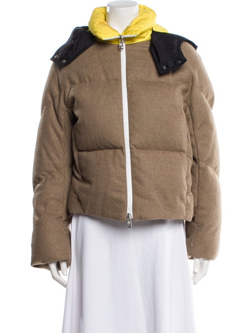 Moncler Wool Colorblock Pattern Faux Fur Jacket