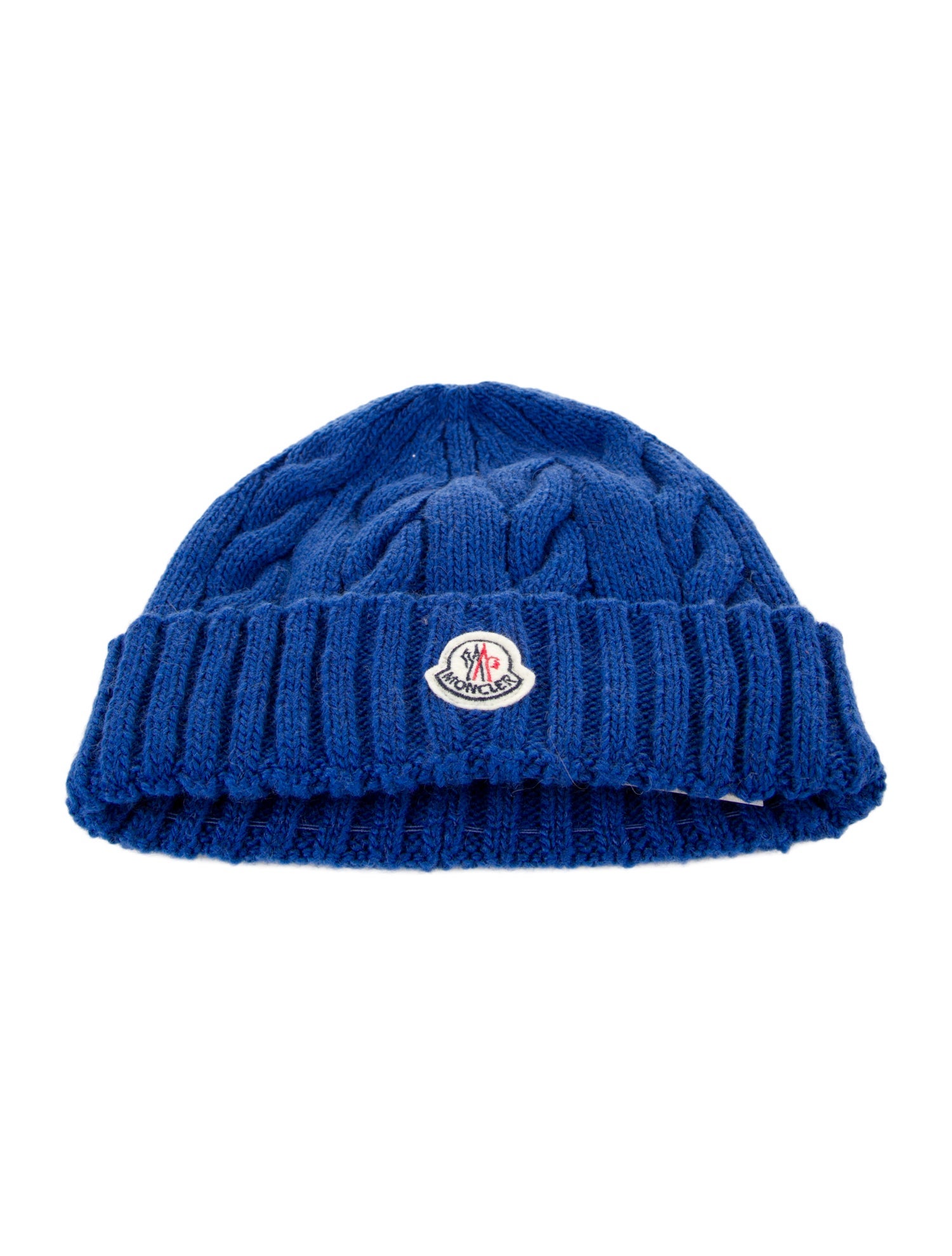Moncler Blue Wool Knitted Beanie w/ Embroidered Accent