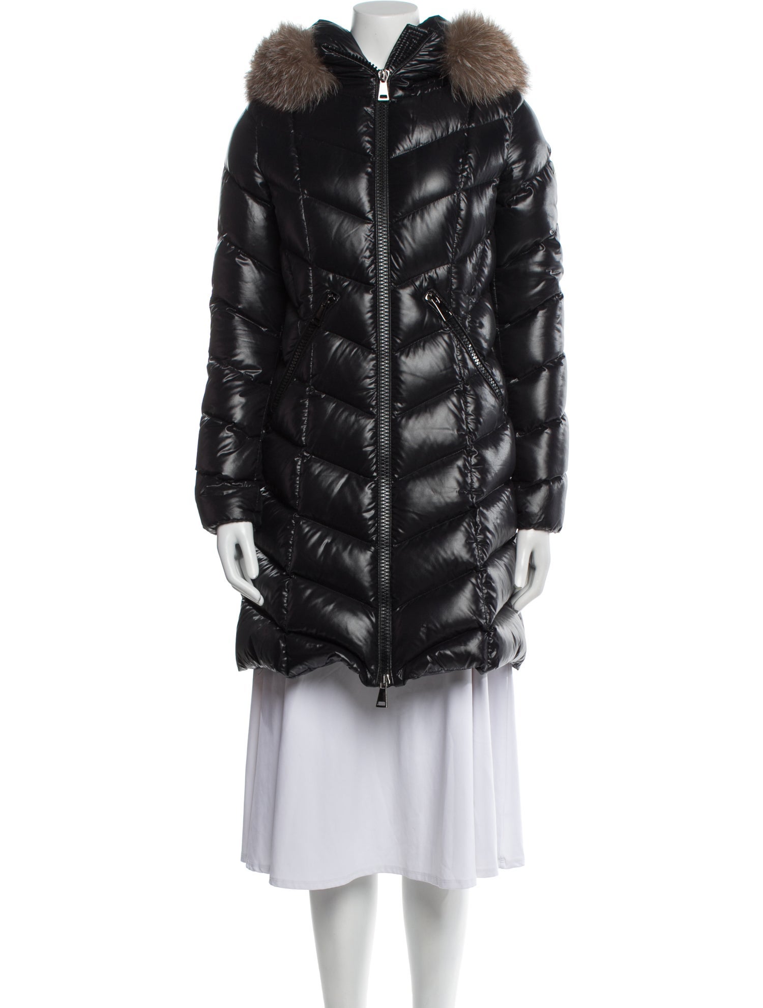 Moncler Nylon Faux Fur Coat