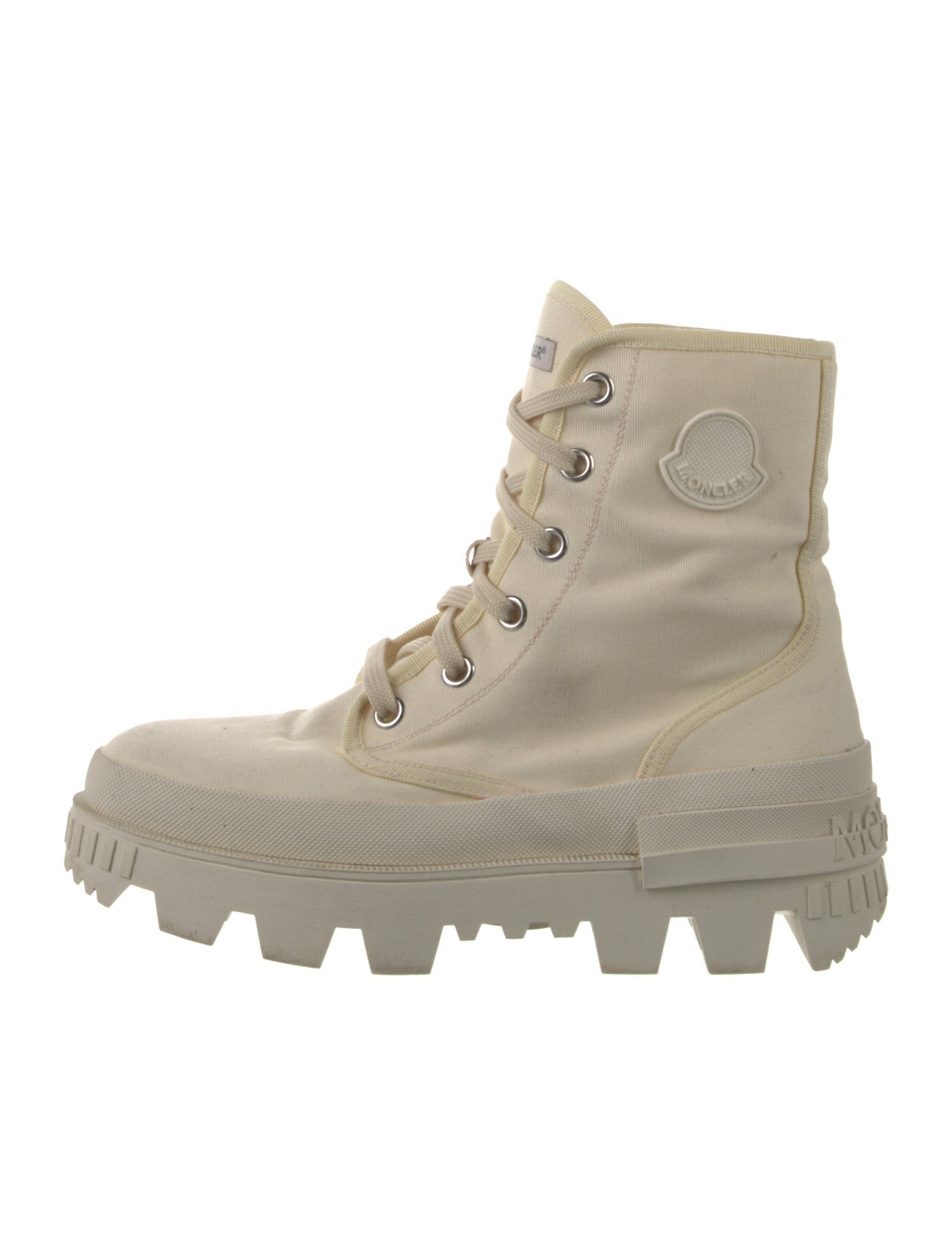 Moncler Canvas Colorblock Pattern Combat Boots