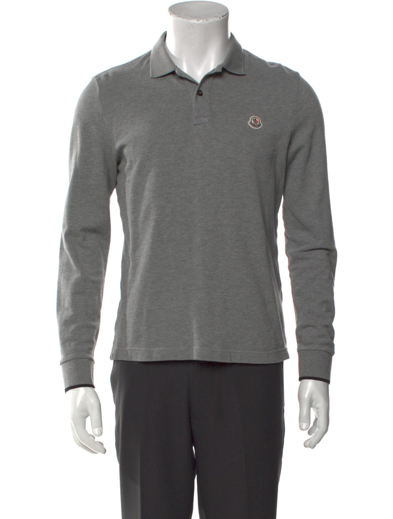 Moncler V-Neck Long Sleeve Polo Shirt
