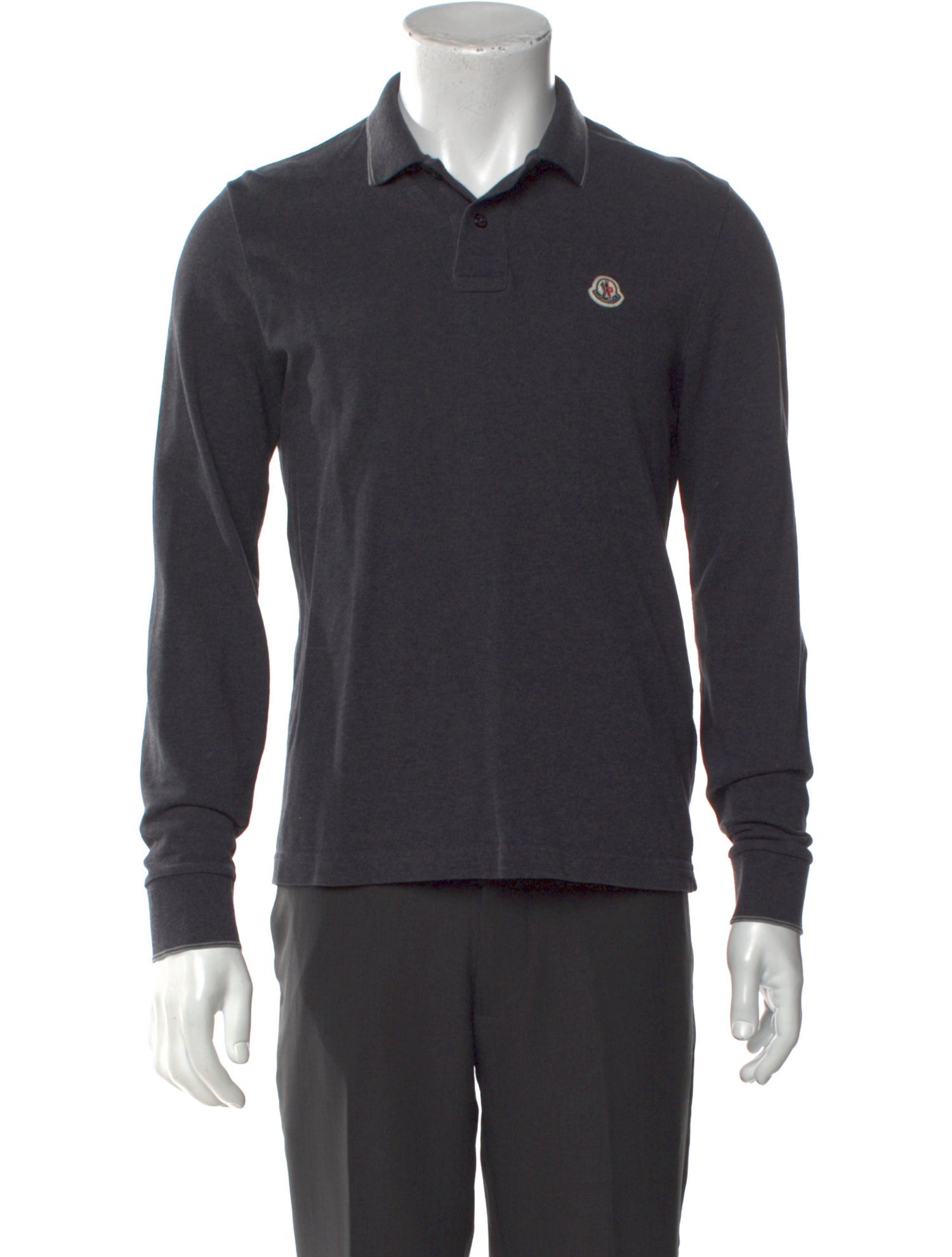 Moncler V-Neck Long Sleeve Polo Shirt