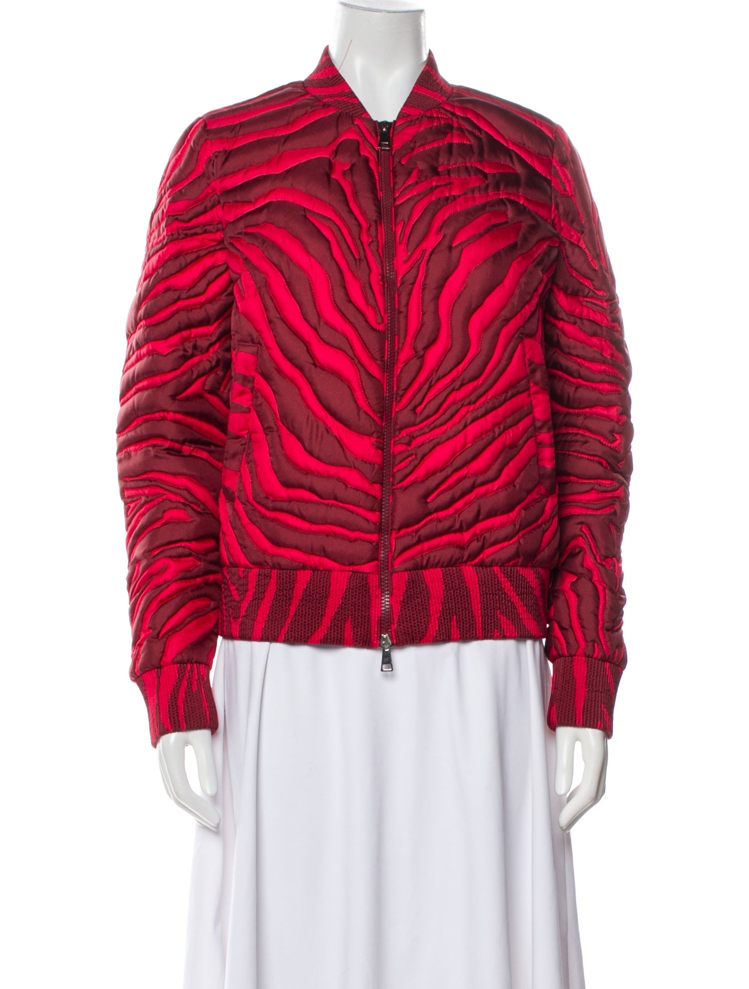 Moncler Silk Striped Bomber Jacket