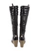 Moncler Leather Colorblock Pattern Lace-Up Boots