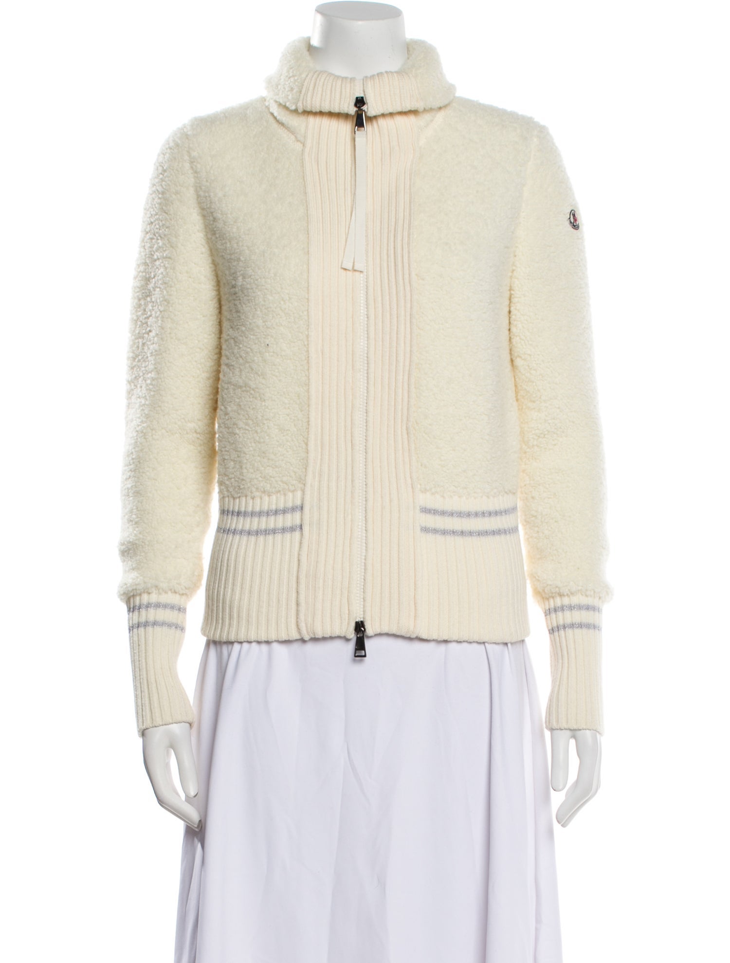 Moncler Nylon Colorblock Pattern Fur Jacket