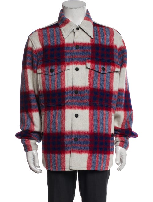 Moncler Wool Plaid Print Denim Jacket