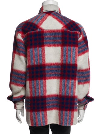 Moncler Wool Plaid Print Denim Jacket