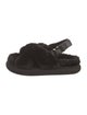 Moncler Faux Fur Leather Trim Embellishment Slingback Sandals