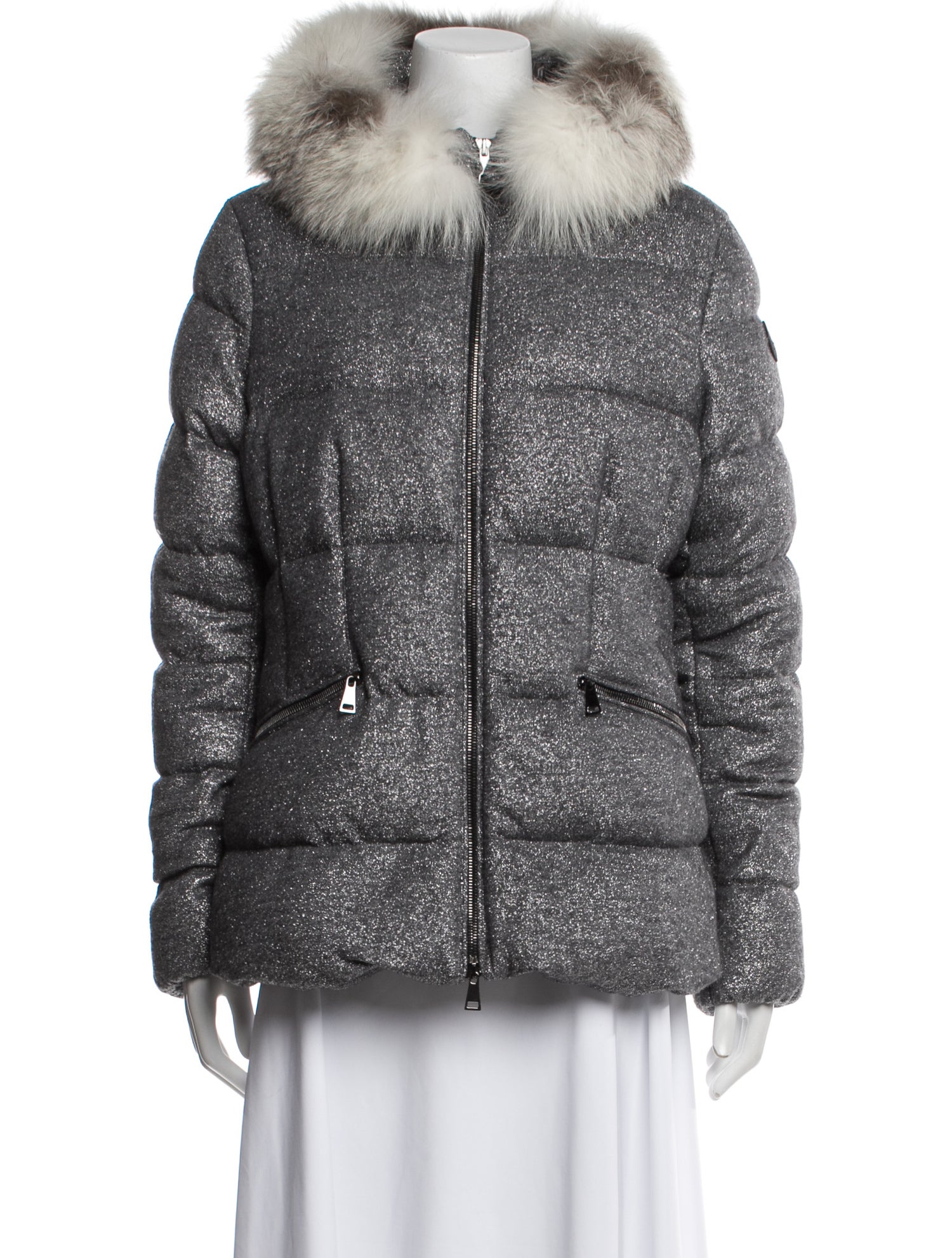 Moncler Virgin Wool Faux Fur Coat