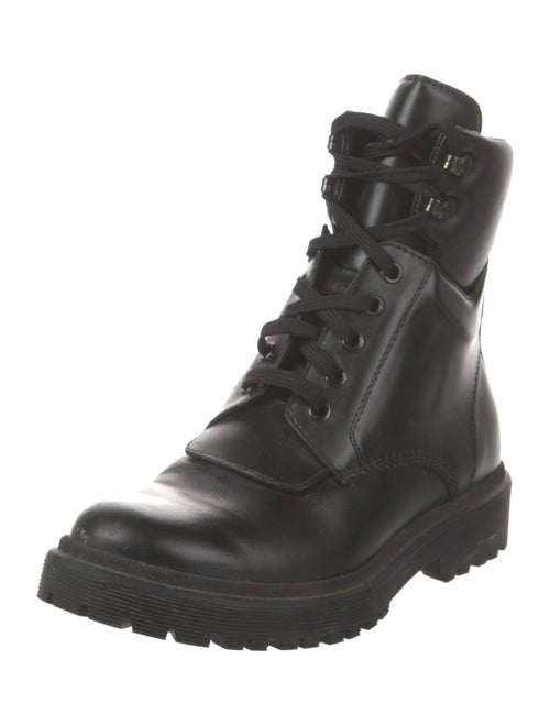 Moncler Signature Logo Leather Combat Boots