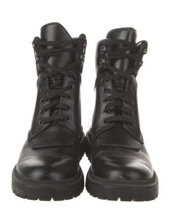 Moncler Signature Logo Leather Combat Boots