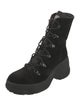 Moncler Suede Embroidered Accent Lace-Up Boots