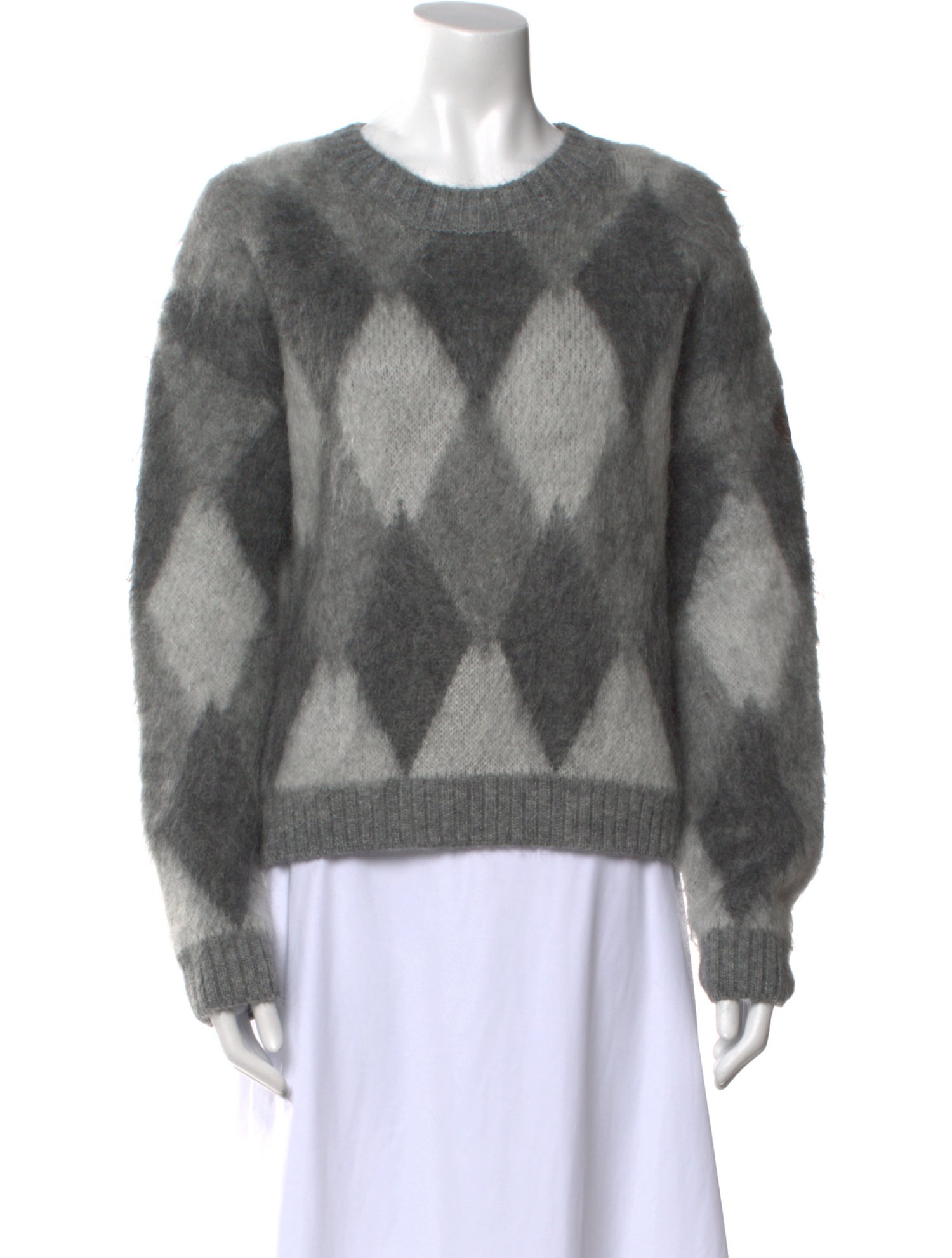 Moncler Mohair Plaid Print Sweater