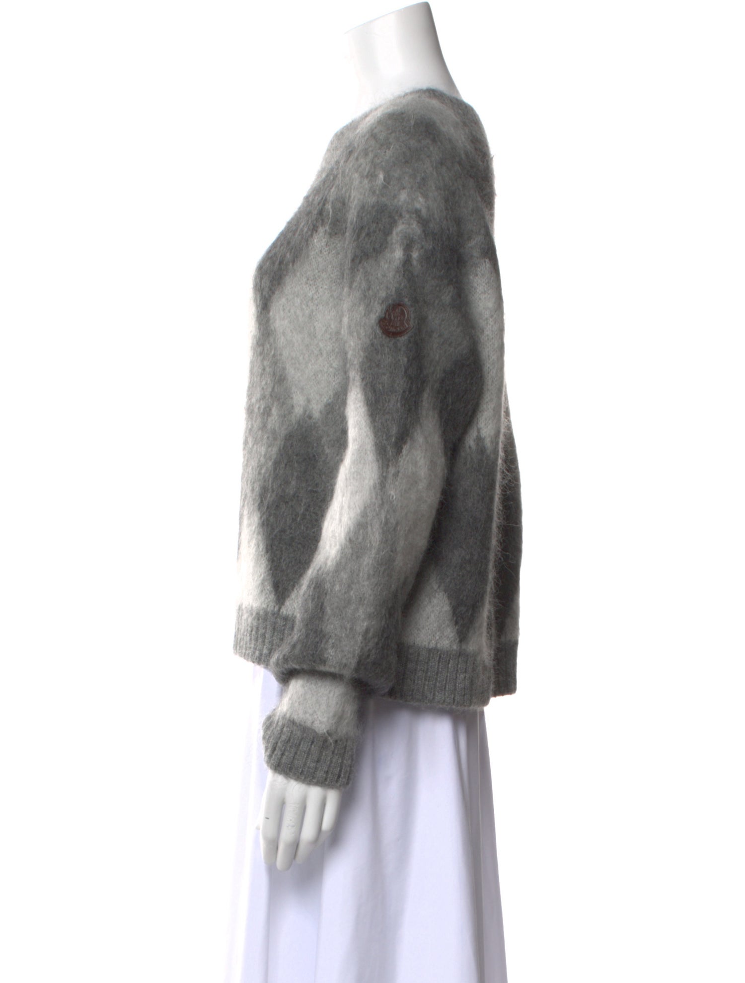 Moncler Mohair Plaid Print Sweater