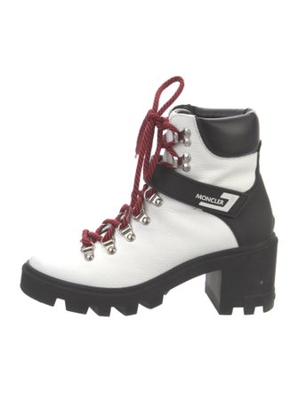 Moncler Leather Colorblock Pattern Combat Boots