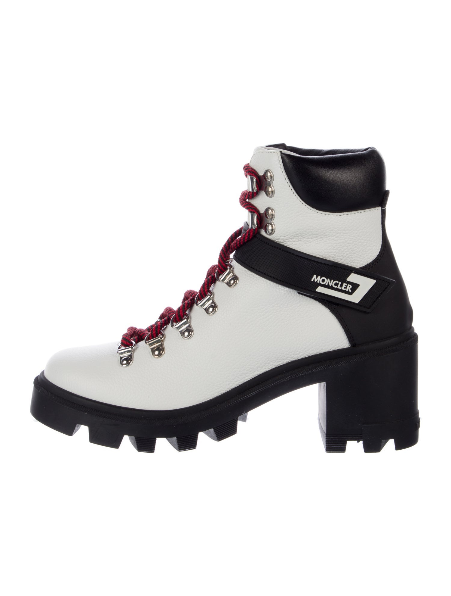 Moncler Leather Colorblock Pattern Combat Boots w/ Tags