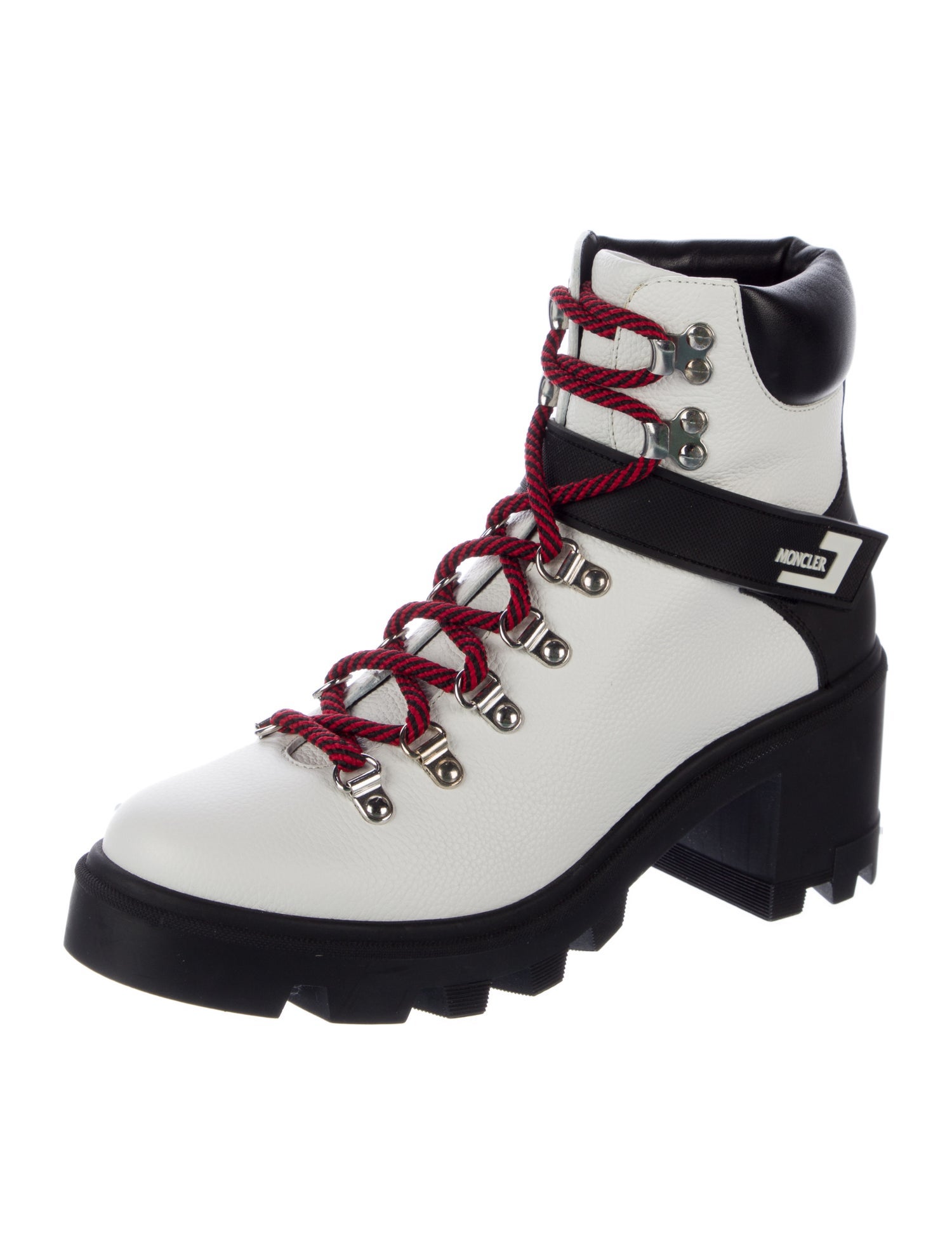 Moncler Leather Colorblock Pattern Combat Boots w/ Tags